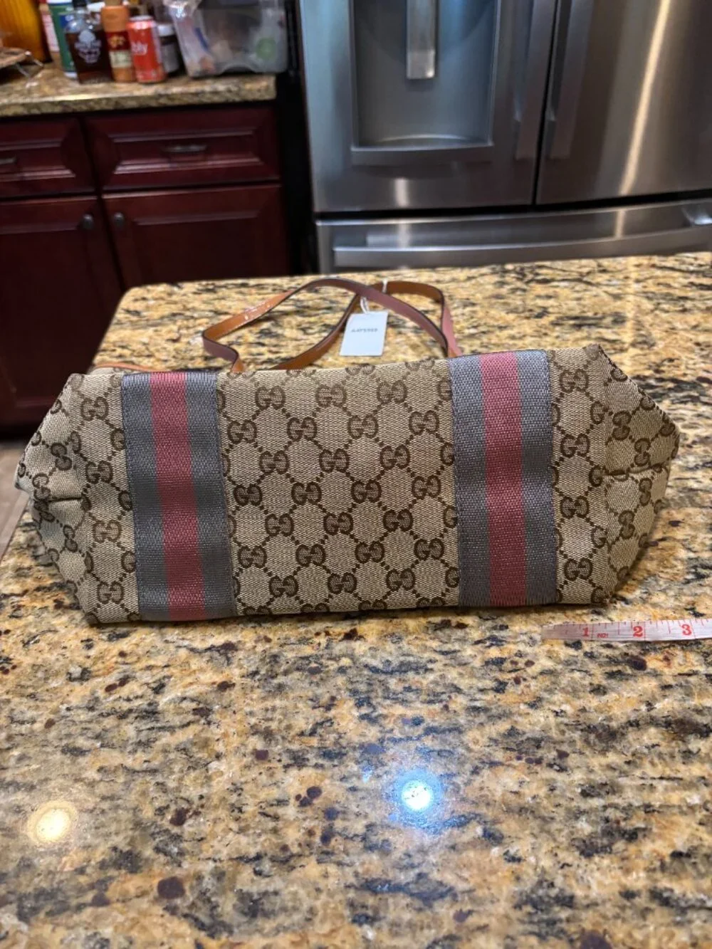 ❤️Host Pick❤️ Gucci Jolicoeur Stripe Tote/Bag Beige/Brown canvas- Monogrammed